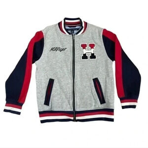 Tommy Hillfiger Big Boys Wayne Gray Rec Colorblocked Varsity Jacket SZ S